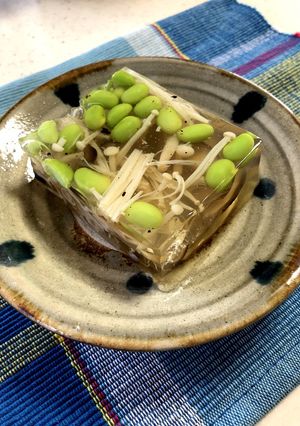 枝豆ときのこのアガー寄せ-レシピのメイン写真