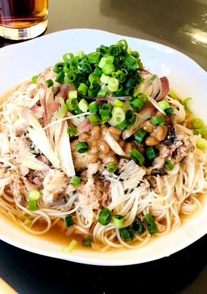 山形風♪納豆鯖そうめん-レシピのメイン写真