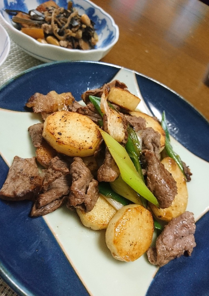 長芋と牛肉と葱の黒胡椒炒め-レシピのメイン写真