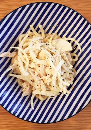 豆乳で簡単！まっしろカルボナーラうどん-レシピのメイン写真