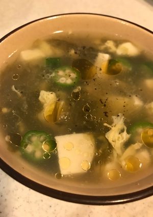 オクラ アオサ 豆腐 卵の中華スープ-レシピのメイン写真