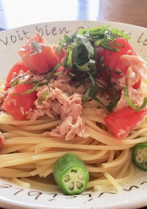 ツナと塩麹トマトの冷製パスタ-レシピのメイン写真