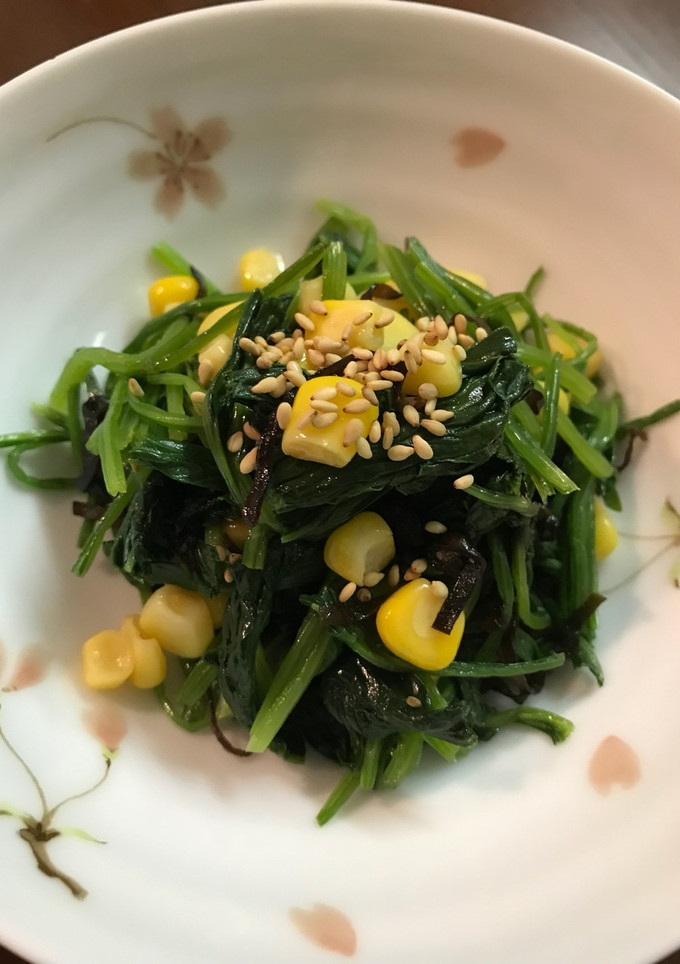 簡単！ほうれん草&コーンの塩昆布和え-レシピのメイン写真