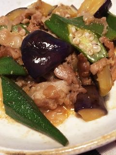 ナスとオクラと豚肉のポン酢炒め-レシピのメイン写真