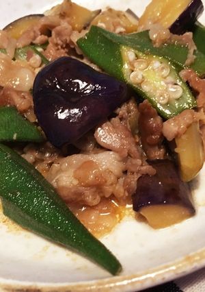 ナスとオクラと豚肉のポン酢炒め-レシピのメイン写真
