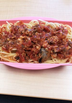 サバ缶でトマトソースパスタ！お弁当にも-レシピのメイン写真