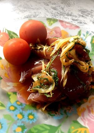 漬け鰹♪玉ねぎと大葉和え♪-レシピのメイン写真