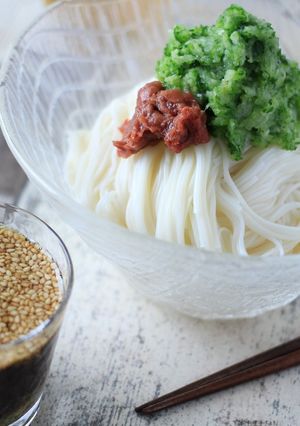 おろしキュウリと梅肉の爽やかそーめん-レシピのメイン写真