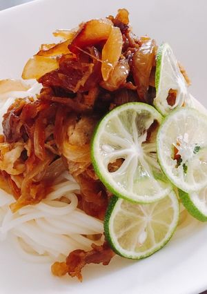 甘辛豚バラ肉とすだちのそうめん-レシピのメイン写真
