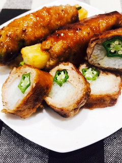 味付け簡単!オクラと長芋の甘辛肉巻き-レシピのメイン写真