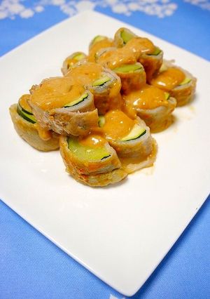 レンジで簡単！旨辛☆ズッキーニの肉巻き！-レシピのメイン写真