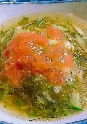 ２分簡単☆20kcalめかぶ胡瓜の酢物　-レシピのメイン写真
