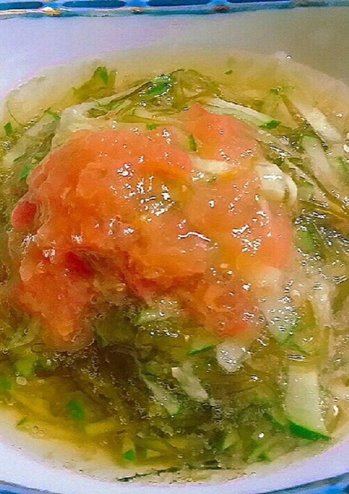 ２分簡単☆20kcalめかぶ胡瓜の酢物　-レシピのメイン写真
