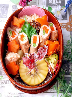肉巻きと常備菜弁当 夏 部活 可愛い-レシピのメイン写真