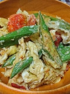 オクラとトマトの中華風卵炒め-レシピのメイン写真
