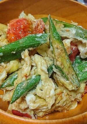 オクラとトマトの中華風卵炒め-レシピのメイン写真