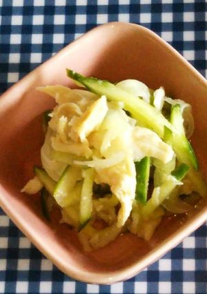 胡瓜と玉葱とｻﾗﾀﾞﾁｷﾝの酢和え-レシピのメイン写真