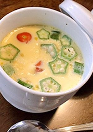 冷やしてもおいしい♪夏野菜の茶碗蒸し-レシピのメイン写真