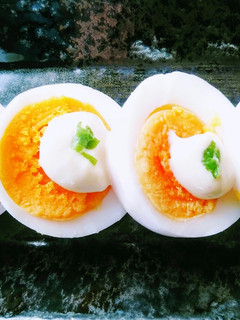 ゆで卵 with 辛子味噌の豆腐ソース-レシピのメイン写真