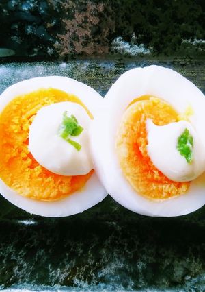 ゆで卵 with 辛子味噌の豆腐ソース-レシピのメイン写真