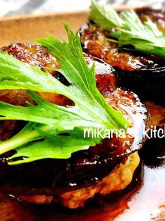 茄子の梅肉つくねテリテリ挟み焼き♪♪-レシピのメイン写真
