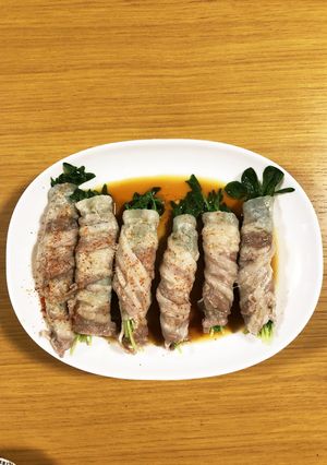 簡単☆豚バラ豆苗巻き-レシピのメイン写真