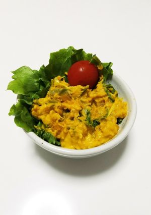 レンジで簡単！かぼちゃと水菜のサラダ♪-レシピのメイン写真