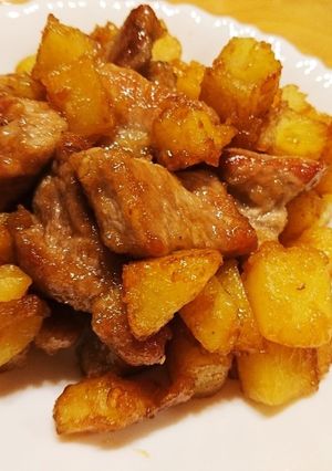 豚肉とじゃがいもの甘酢照り焼き-レシピのメイン写真