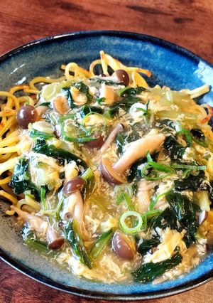 小松菜としめじのかきたま餡かけ焼きそば-レシピのメイン写真