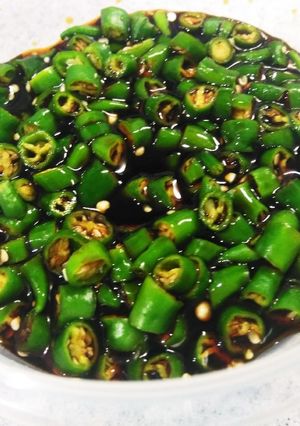 簡単☆青唐辛子の醤油漬け　卵かけご飯に❢-レシピのメイン写真