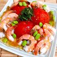 ジュレにおぼれる海老と冷製トマト