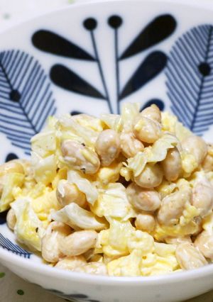 大豆とキャベツ・炒り卵のマヨネーズサラダ-レシピのメイン写真