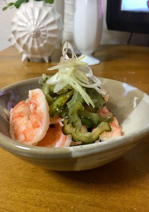 ゴーヤとミョウガとエビの酢の物-レシピのメイン写真