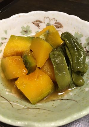 かぼちゃとシシトウの煮物 塩麹入り！-レシピのメイン写真