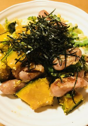 ソーセージ＆カボチャのゴーヤチャンプルー-レシピのメイン写真