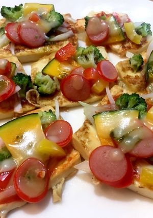 お豆腐deバジル香る夏野菜ピザ♪-レシピのメイン写真