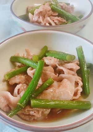 薄切り豚肉とニンニクの芽の中華炒め-レシピのメイン写真