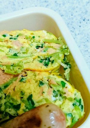 お弁当に!豆苗とツナの玉子焼き-レシピのメイン写真