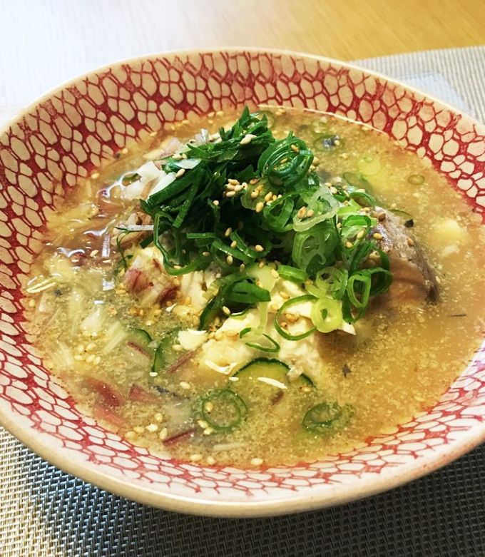 夏バテに☆混ぜるだけ!サバ缶で簡単冷汁-レシピのメイン写真