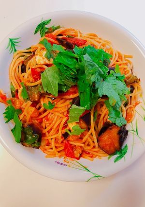 ナスとトマトのパスタ-レシピのメイン写真