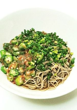 ぶっかけ梅肉オクラ蕎麦-レシピのメイン写真