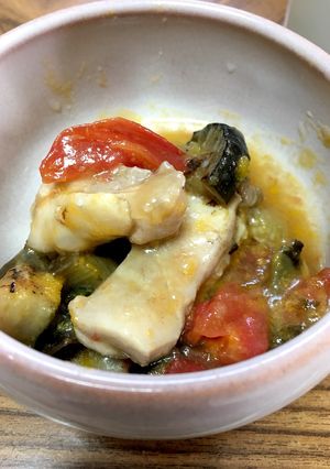 鶏とトマトとナスの煮凍り風梅肉風味-レシピのメイン写真