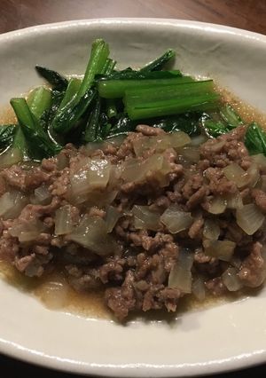 小松菜と牛豚合挽き肉のあんかけ-レシピのメイン写真