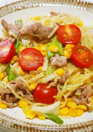 夏野菜の塩焼きそば♪♪プチトマト入り♪-レシピのメイン写真