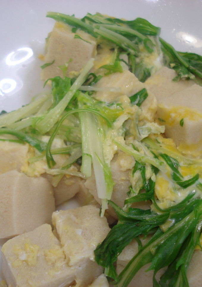 高野豆腐と水菜の卵とじ♪-レシピのメイン写真