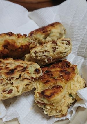 辛子醤油で頂く✨おくらねぎ納豆かき揚げ-レシピのメイン写真