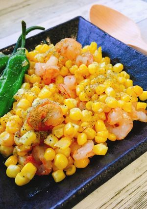 とうもろこしと海老のごま油炒め-レシピのメイン写真
