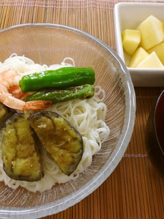 そうめんとなすのカレー揚げ(腎臓病食)-レシピのメイン写真
