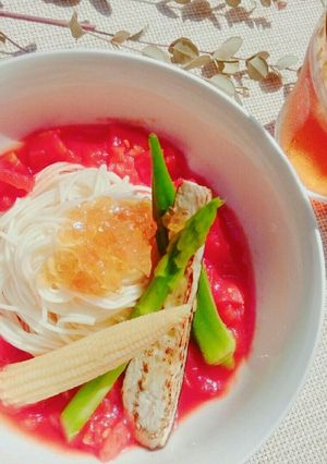 夏野菜たっぷり!!簡単トマトそうめん☆*-レシピのメイン写真