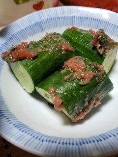 蛇腹キュウリの梅肉あえ-レシピのメイン写真